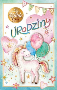 KARTKA OKOLICZNOŚCIOWA URODZINY (WYMIENNE CYFRY)