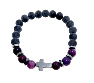 BRANSOLETKA Z KAMIENIEM NATURALNYM FIOLETOWYM