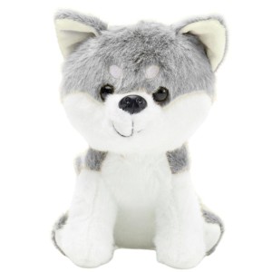 WILK PLUSZOWY BIAŁO-SZARY SIEDZĄCY 20CM, LEANTOYS