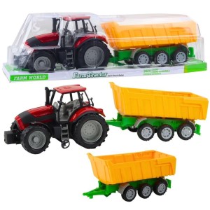 TRAKTOR ROLNICZY Z PRZYCZEPĄ ZÓŁTĄ, LEANTOYS