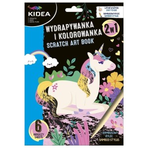 WYDRAPYWANKA I KOLOROWANKA 2W1 JEDNOROŻCE KIDEA