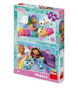 PUZZLE KOCI DOMEK GABI TĘCZA 2X48EL, DINO TOYS