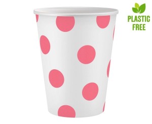 KUBECZKI PAPIEROWE RÓŻOWE GROSZKI 250 ML 6SZT