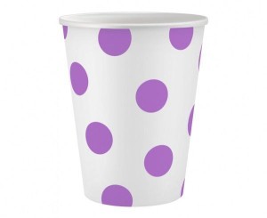 KUBECZKI PAPIEROWE GROSZKI LAWENDOWE 250ML 6SZT.