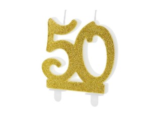 ŚWIECZKA URODZINOWA 50 ZŁOTA 7.5CM