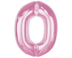 BALON FOLIOWY CYFRA 0 JASNORÓŻOWA SMART 92CM