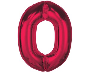 BALON FOLIOWY CYFRA 0 CZERWONA SMART 92CM