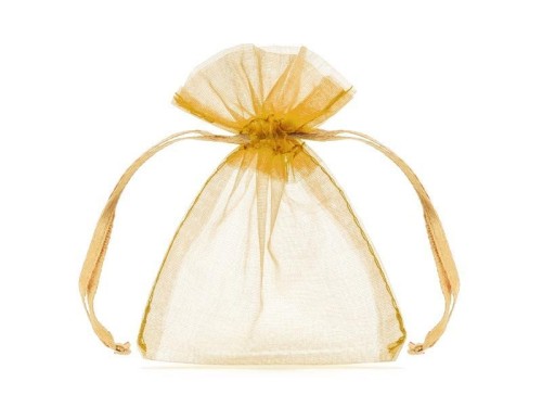 Woreczki z organzy złoty 10cm 10szt, PartyDeco