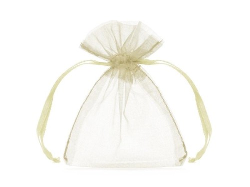 Woreczki z organzy kremowy 10cm 10szt, PartyDeco