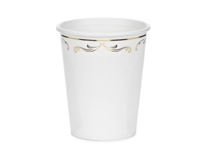 KUBECZKI Z ORNAMENTEM BIAŁY 220ML 6SZT