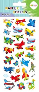 NAKLEJKI 3D PUFFY FUNNY AIRCRAFT HAPPY COLOR, GDD