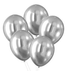 BALONY Z EFEKTEM CHROMU SREBRNE 30CM 5SZT