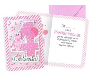 KARNET B6 URODZINY 4 DZIEWCZYNKA