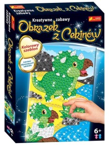OBRAZEK Z CEKINÓW. DINOZAUR TRICERATOPS