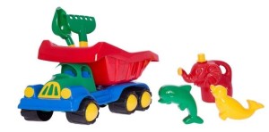 SAMOCHÓD DUŻY Z DODATKAMI DO PIASKU I KONEWKĄ