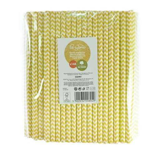 Słomki papierowe shake 8mm żółte 144szt