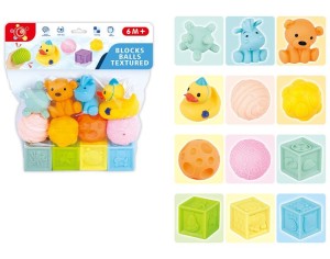 KLOCKI MIĘKKIE SENSORYCZNE 12SZT, TRIFOX