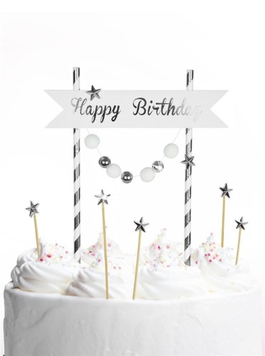 Piker Happy Birthday srebrny
