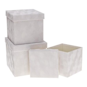 PUDEŁKO FLOWER BOX 3SZT BIAŁY ROZETTE, ROZETTE