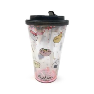 KUBEK ZE SŁOMKĄ I POKRYWKĄ PUSHEEN SUSHI CAT