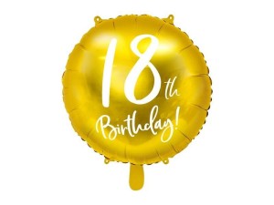 BALON FOLIOWY 18TH BIRTHDAY 45CM ZŁOTY