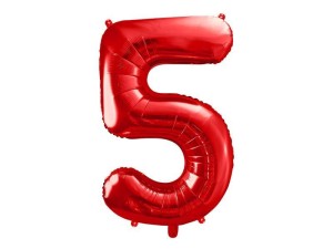 BALON FOLIOWY 5 CZERWONY 86CM