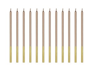 ŚWIECZKI URODZINOWE RÓŻOWE ZŁOTO 14 CM 12SZT