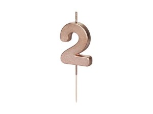 ŚWIECZKA URODZINOWA 2 RÓŻOWE ZŁOTO 4.5CM