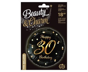 BALON FOLIOWY B&C HAPPY 30 BIRTHDAY CZARNO-ZŁOTY