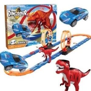 MEGA TOR SAMOCHODOWY DINOZAURY PĘTLE AUTKA, MAKSIK