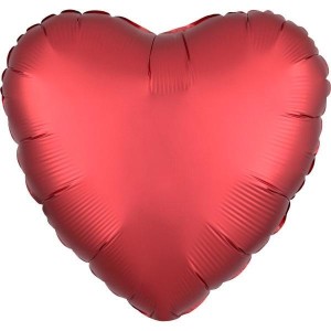 BALON FOLIOWY SILK LUSTRE DARK CZERWONY SERCE 43CM