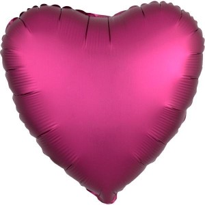 BALON FOLIOWY SILK LUSTRE DARK RÓŻOWY SERCE 43CM