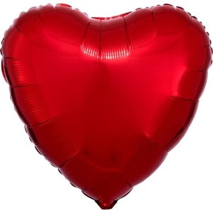 BALON FOLIOWY METALIK CZERWONY SERCE 43CM