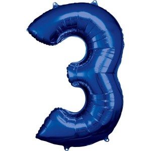 BALON FOLIOWY CYFRA 3 NIEBIESKA 58X86CM