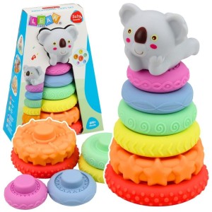 PIRAMIDKA SENSORYCZNA Z KOALĄ 7EL., LEANTOYS