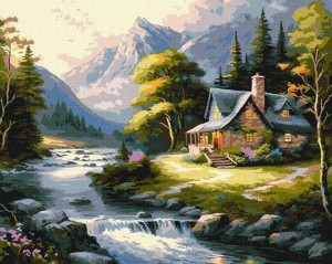 MALOWANIE PO NUMERACH - DOM W GÓRACH 40X50CM