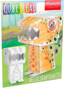 CUBE HEAD. DINO. WELOCIRAPTOR. ZŁÓŻ I POKOLORUJ