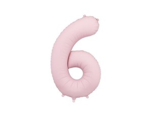 BALON FOLIOWY CYFRA 6 86CM JASNY RÓŻOWY