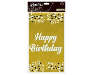 OBRUS FOLIOWY B&C HAPPY BIRTHDAY ZŁOTY 137X183CM