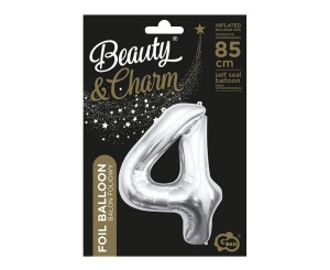 BALON FOLIOWY B&C CYFRA 4 SREBRNA 85CM
