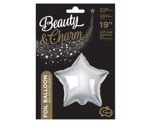 BALON FOLIOWY GWIAZDA BEAUTY&CHARM SREBRNA 36CM