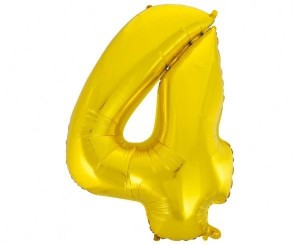 BALON FOLIOWY B&C CYFRA 4 ZŁOTA 92CM