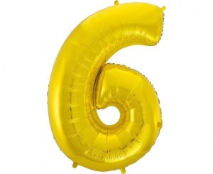 BALON FOLIOWY B&C CYFRA 6 ZŁOTA 92CM