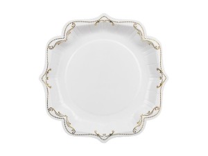 TALERZYKI PAPIEROWE DEKORACYJNE BIAŁE 26CM 6SZT