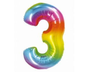 BALON FOLIOWY CYFRA 3 TĘCZOWA SMART 76CM