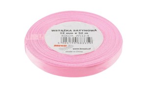 WSTĄŻKA SATYNOWA JASNA RÓŻOWA 12MMX32M