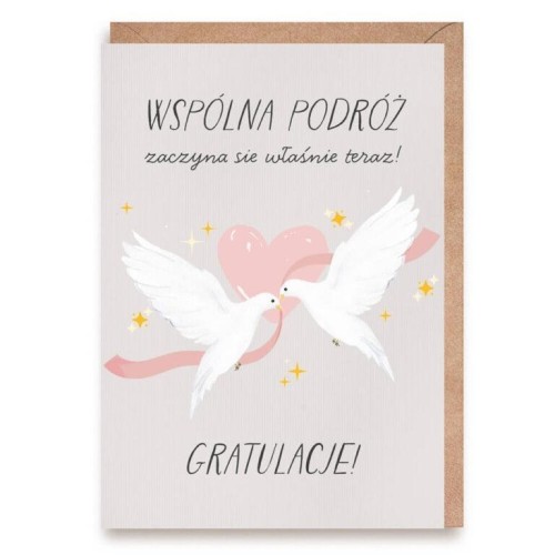 Kartka ślubna Gołębie, eko koperta