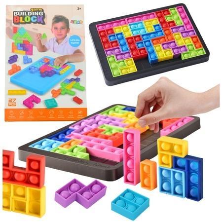 Gra Tetris Pop-It Układanka Puzzle 3w1 27el