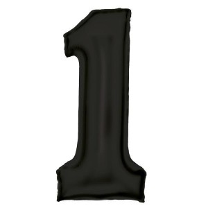 BALON FOLIOWY CYFRA 1 SATYNOWA CZARNA 86CM