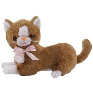 BRĄZOWY KOT FLICO Z KOKARDĄ 34CM, BEPPE